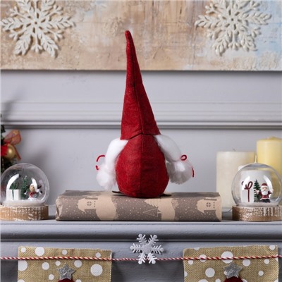 Светодиодная фигура «Гном красный в колпаке» 12×22×11 см, текстиль, батарейки AG10×3 (в комплекте), свечение тёплое белое