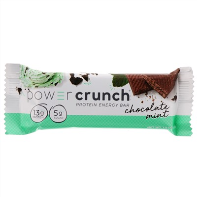 BNRG, Power Crunch, протеиновые энергетические батончики, шоколад и мята, 12 батончиков по 40 г (1,4 унции)