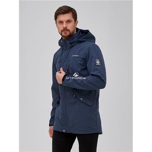 Мужская осенняя весенняя парка softshell синего цвета 2018S Размеры 52