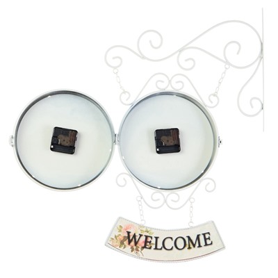 УЦЕНКА Часы настенные интерьерные WELCOME, двусторонние, на подвесе, 47×31 см, d=23 см, от батареек 2хАА