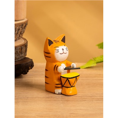 Сувенир «Кот барабанщик», 3.5×5.5×8 см, дерево, МИКС