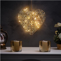 Светодиодная фигура «Сердце» 29×25×6 см, 20 LED, батарейки AAx2 (не в комплекте), свечение теплое белое