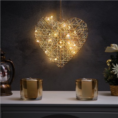 Светодиодная фигура «Сердце» 29×25×6 см, 20 LED, батарейки AAx2 (не в комплекте), свечение теплое белое