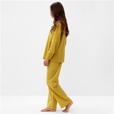 Пижама женская (рубашка, брюки) KAFTAN Basic, размер 40-42, охра