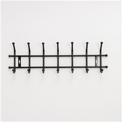 Вешалка настенная на 7 крючков, 69×21,5 см, чёрная