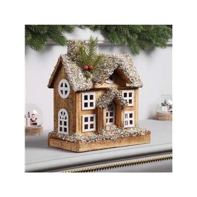 Фигура деревянная «Изба», 26×23×12 см, 5 LED, батарейки AAx2 (не в комплекте), свечение теплое белое