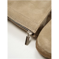 Ботинки женские бежевые замшевые на молнии, литая подошва