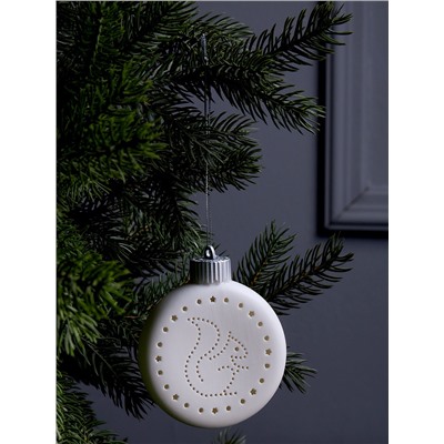 Ёлочный шар «БЁлка», 8.7×3.1×9.8 см, 1 LED, керамика, от батареек LR44×3, свечение тёплое белое