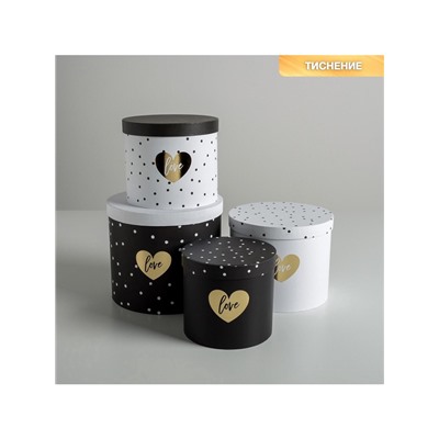 Набор коробок для цветов 4 в 1, упаковка подарочная, «Чёрно-белый», 14×14×13 см - 20×20×17.5 см