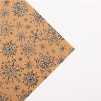 Бумага упаковочная крафтовая «Снежинки», 50×70 см