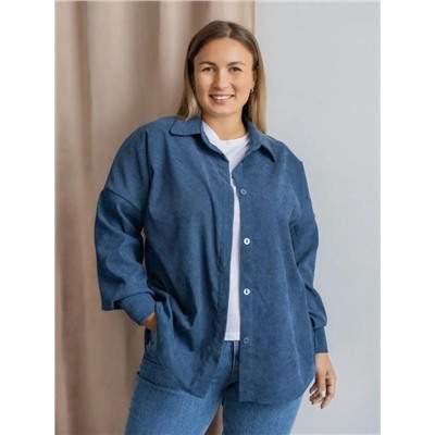 Рубашка женская вельвет РЖМ-01 (Синий)