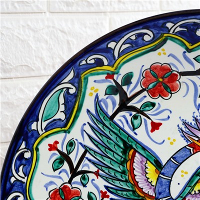 Ляган узбекский Риштанская Керамика «Жар-птица», d=41 см, разноцветный