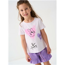 Комплект трикотажный для девочек: фуфайка (футболка), шорты