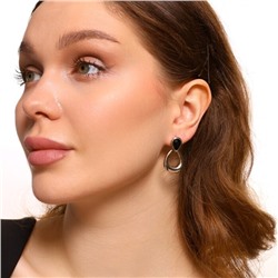 Серьги бижутерия с камнем, вставка: фианиты, цвет: черный, арт.101.265