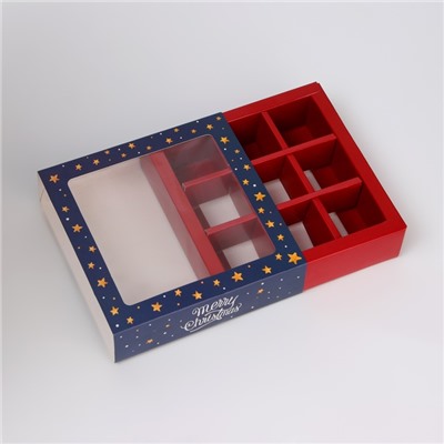 Коробка под 9 конфет новогодняя «Ёлочка, гори!», 13.5×13.5×3.5 см