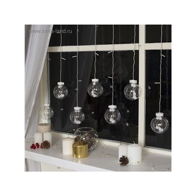 Гирлянда «Бахрома» 2.4×0.7 м с насадками «Шарики», IP20, прозрачная нить, 108 LED, свечение синее, 8 режимов, 220 В