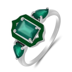 Кольцо, зеленый агат , эмаль, Совершенство