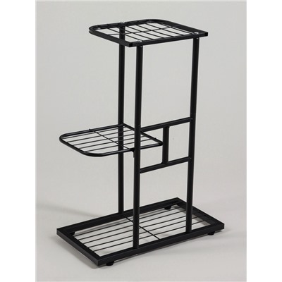 Подставка для цветов Greengo, 3 полки, 43×22×57 см, напольная, металл, чёрная