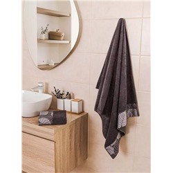 Махровое полотенце "ECO-Life Flora"- графит 50*80 см. хлопок 100%