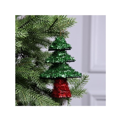 Светодиодная фигура из мишуры «Елочка зеленая» 17×13 см, 10 LED, батарейки AG10×3 (в комплекте), свечение тёплое белое