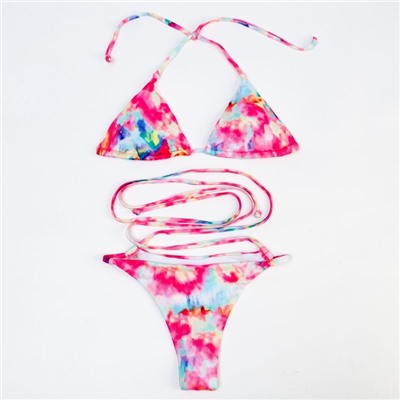 Купальник раздельный с завязками на спине женский MINAKU, розовый, размер 44