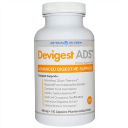 Arthur Andrew Medical, Devigest ADS, усовершенствованное средство для поддержки пищеварения, 400 мг, 180 капсул