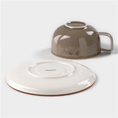 УЦЕНКА Чайная пара Magistro "Церера" чашка 250 мл, блюдце 16,3х2 см, цвет коричневый