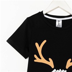 Футболка детская KAFTAN: Xmas little one, чёрная, размер 30, рост 98-104 см