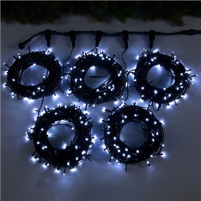 УЦЕНКА Гирлянда «Клип-лайт», 5 нитей по 20 м, IP44, УМС, 665 LED, 24 В, мерцание всех светодиодов, тёмная нить, свечение белое