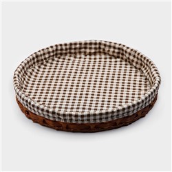 Корзинка для хлеба Доляна «Домашний уют», d=35.5 см, пластик, плетёная, коричневая