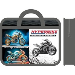 Папка пластиковая А4 на молнии с ручками 33х26х7,5 см ПМ-А4-25 "HYPERBIKE" Пчелка