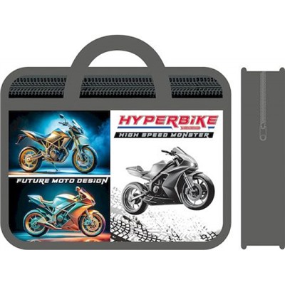 Папка пластиковая А4 на молнии с ручками 33х26х7,5 см ПМ-А4-25 "HYPERBIKE" Пчелка