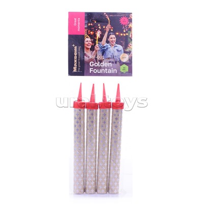 Свеча Фонтан для торта поток золотых искр, 12-14,5 см, (40 сек,) 4 шт.