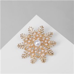 Брошь «Снежинка» роскошная, цвет белый в золоте