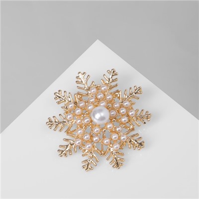 Брошь «Снежинка» роскошная, цвет белый в золоте