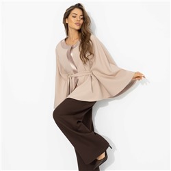 Жакет‑кейп на подкладе, Яркий эффект (пудра, с поясом)