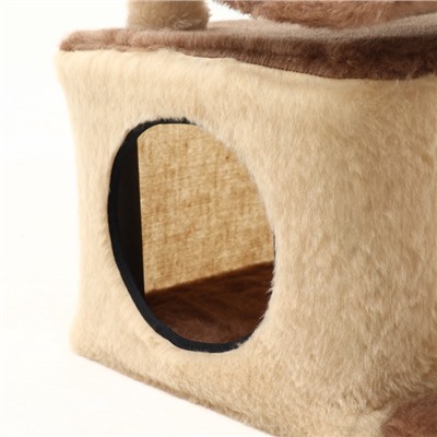 Комплекс для кошек с когтеточкой, разборный, с гамаком, 33×76×105 см, бежевый