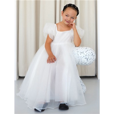 Платье нарядное для девочки KAFTAN, с воздушными рукавами, рост 98-104, белое