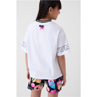 Комплект трикотажный для девочек: фуфайка (футболка), шорты PLAYTODAY, 1240341