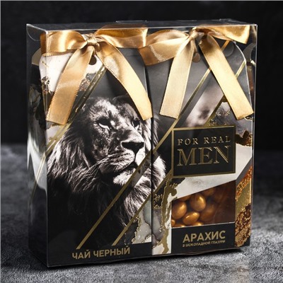 Подарочный набор For real man, чай чёрный, орехи в шоколадной глазури