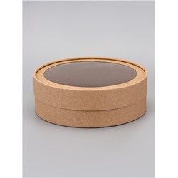 Набор круглых подарочных коробок, завальцованные с окном, крафт, набор 8 шт., 18×6 см