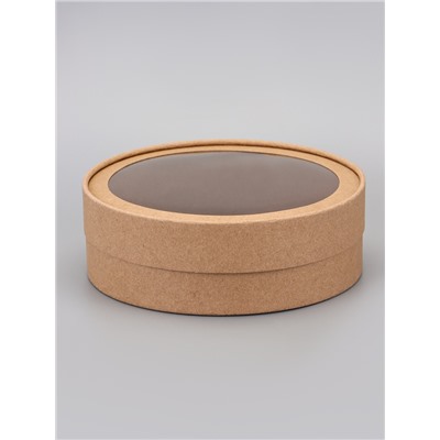 Набор круглых подарочных коробок, завальцованные с окном, крафт, набор 8 шт., 18×6 см