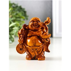 Нэцкэ фигурка полистоун под дерево «Хотей. Богатство», 7.2×6.8×9.2 см