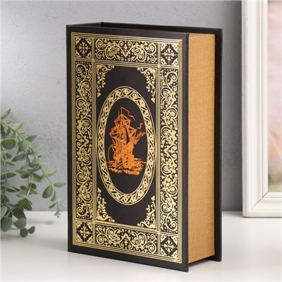 Шкатулка книга - сейф «Корабль и шторм», дерево, искусственная кожа, 27×18×7 см