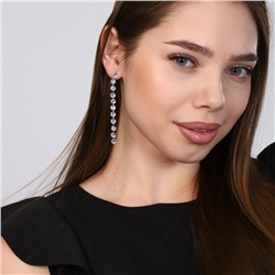 Серьги висячие, гвоздики, покрытие: посеребрение, цвет камня: белый, 312509, арт. 032.385