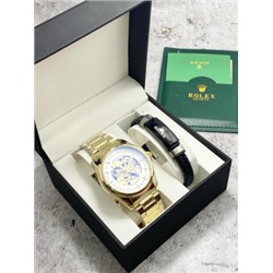Подарочный набор для мужчины часы и браслет + коробка #22864905