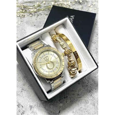 Подарочный набор для женщин часы, 2 браслета + коробка #22852959