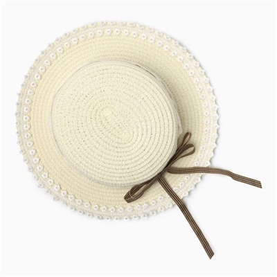 Шляпа для девочки MINAKU «Леди», размер 52, бежевая