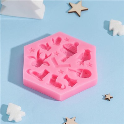 Молд для заливки «Новогодние забавы», силикон, 11.5×10×1.5 см, МИКС