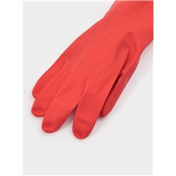 Перчатки хозяйственные Доляна, размер M, 38 см, длинные манжеты, латексные, красные